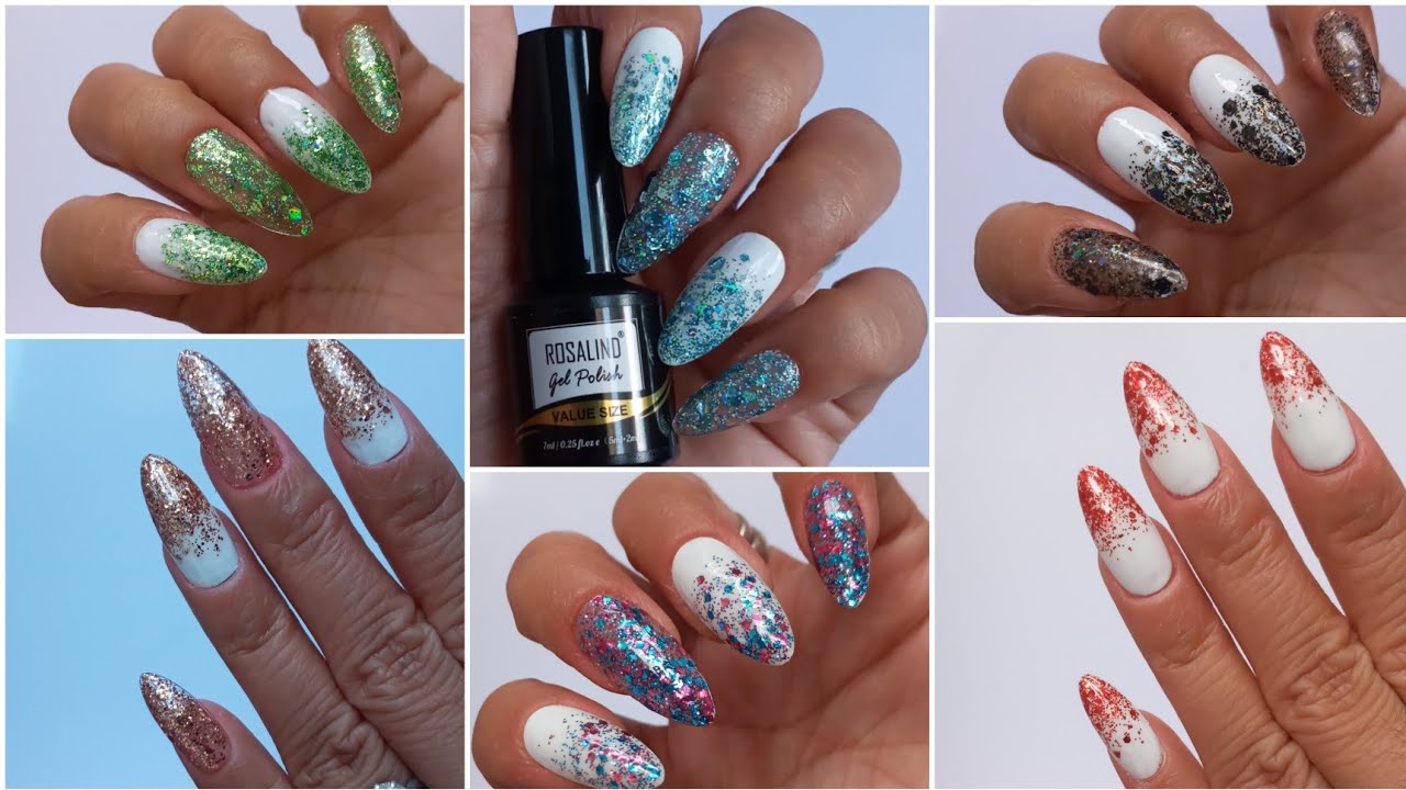 Rosalind Gel Polish Pure Color Series Review - How to do Ombre with Glitter Gel Polish Easy At Home