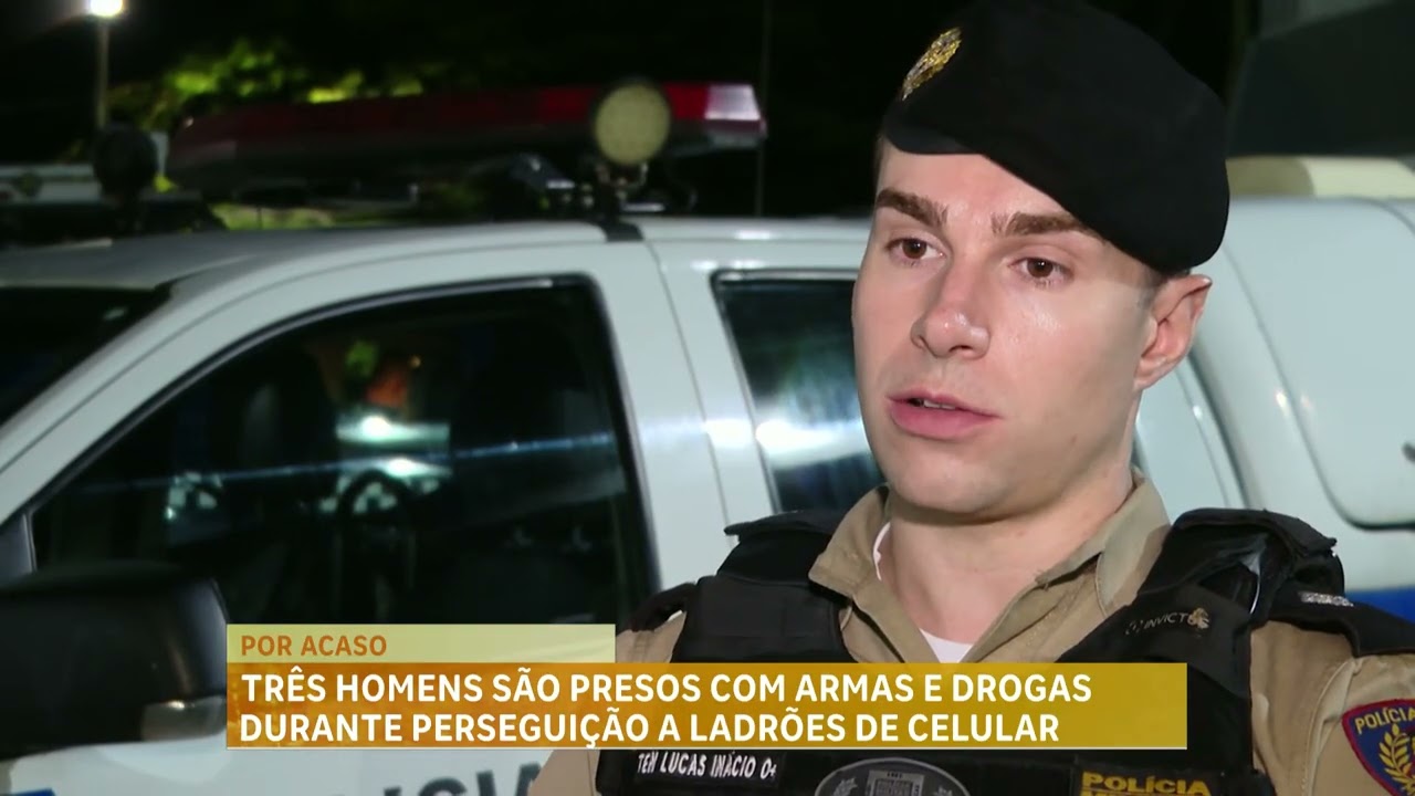 Polícia Militar prende três homens com armas e drogas durante perseguição a ladrões de celular