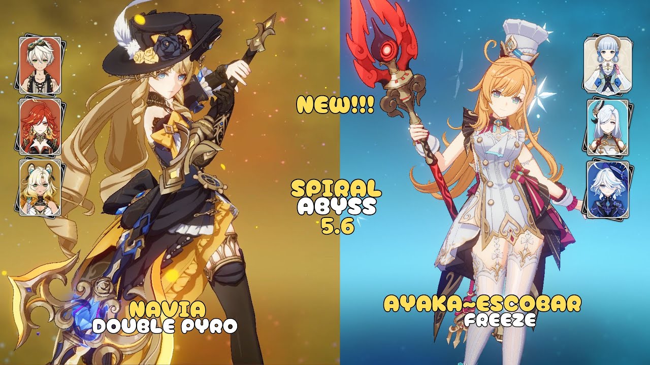 C0 Navia Double Pyro & C0 Ayaka~Escobar Freeze /Spiral Abyss 5.6⭐ / Genshin Impact