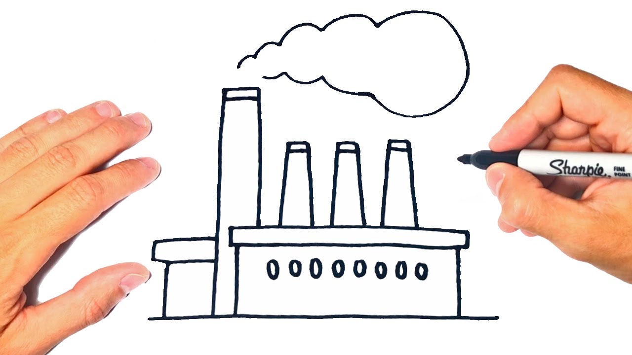 How to draw a Factory Step by Step | Factory Drawing Lesson