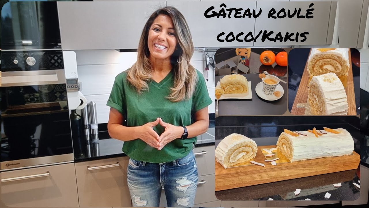 Mon gâteau roulé coco et Kaki façon bûche de Noël sans moule