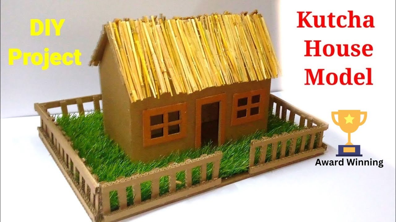 How To Make A Hut For School Project | Kutcha House Model | Best Out of Waste | Hut using cardboard