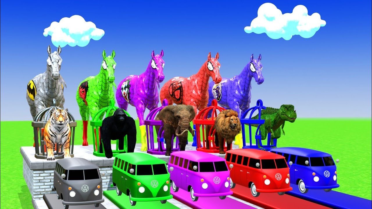 Long Slide Game With Elephant Gorilla Buffalo Hippopotamus Tiger 3d Animal Game Funny 3d Animals