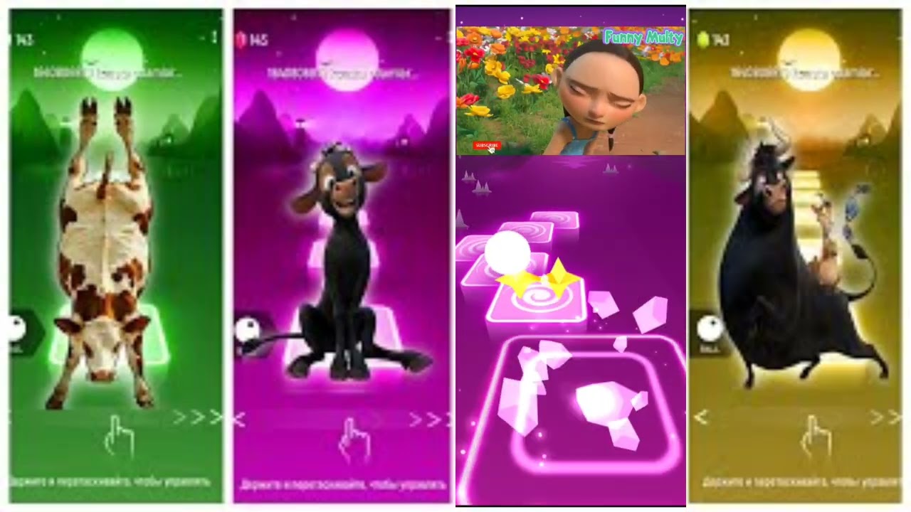Funny Animals - Cow 🆚 Tiger 🆚 Elephant 🆚 Lion 🎵 Tiles Hop #part4