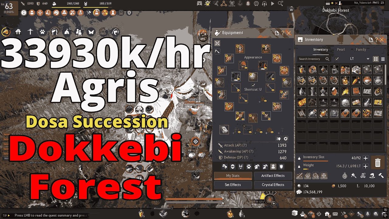 BDO | Dokkebi Forest | Dosa Succession 33930k/hr Lvl.2 (Agris) | 353 AP 416 DP |