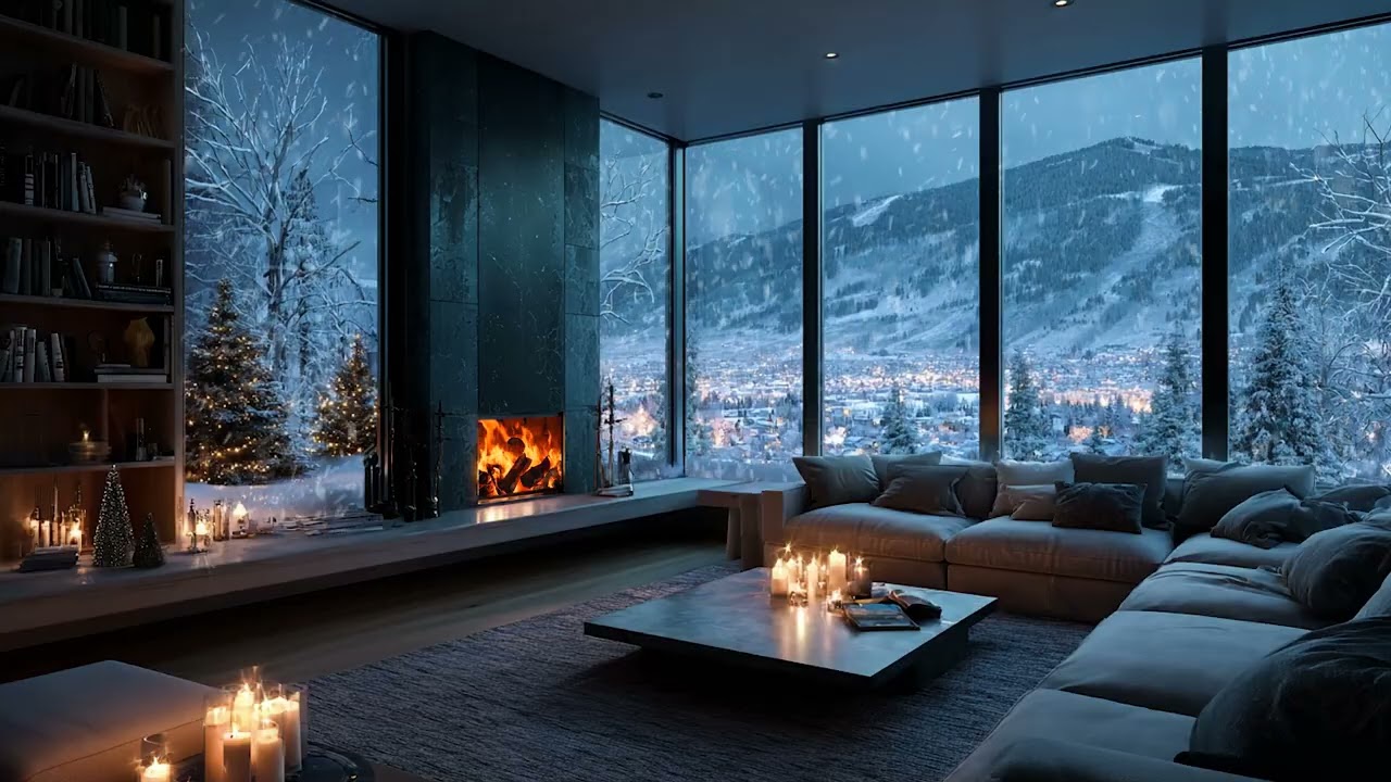 Snow Wind and Crackling Fire Ambience for Better Sleep, Stress Release, and Focus