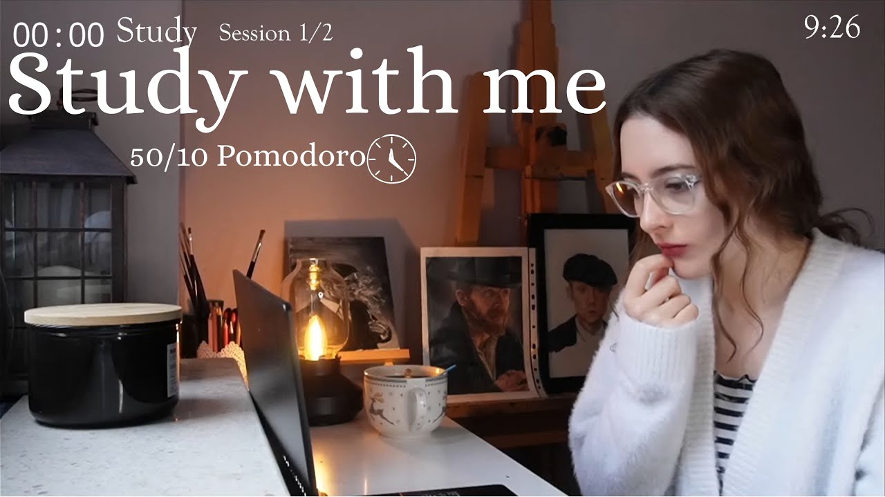 STUDY WITH ME LIVE ☕ (50/10 pomodoro) / 2 Hours / Fire crackling 🔥