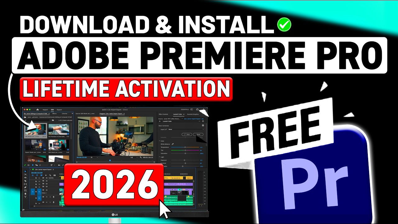 Как бесплатно скачать и установить Adobe Premiere Pro на ПК и Mac (2026)