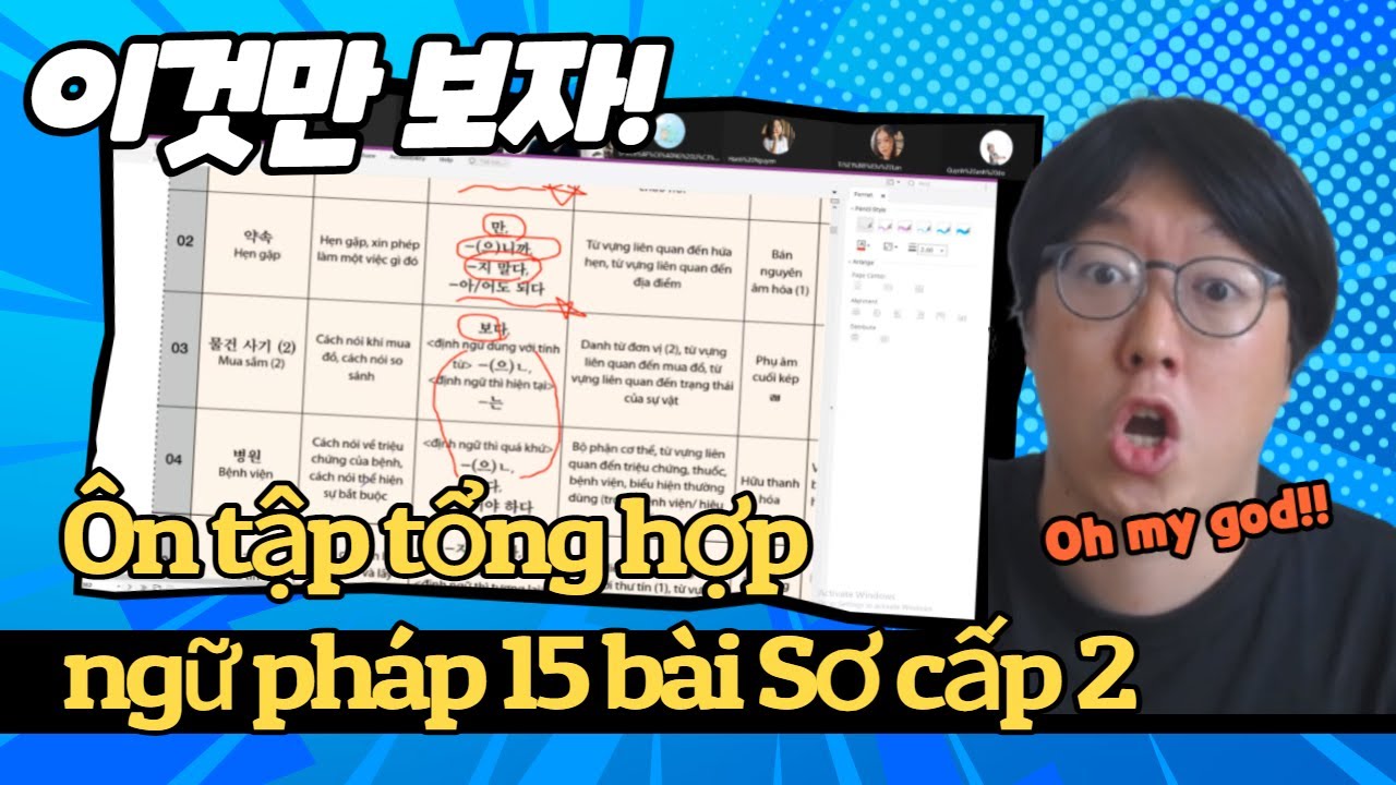 [Thầy Béo] Ôn tập tổng hợp ngữ pháp 15 bài Sơ cấp 2 trước khi vào trung cấp 1