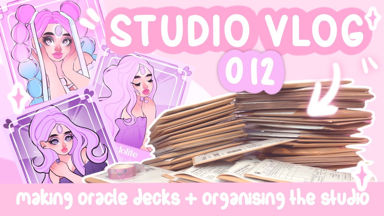 studio vlog 012 ♡ busy etsy shop day making oracle decks! organising my art studio storage!