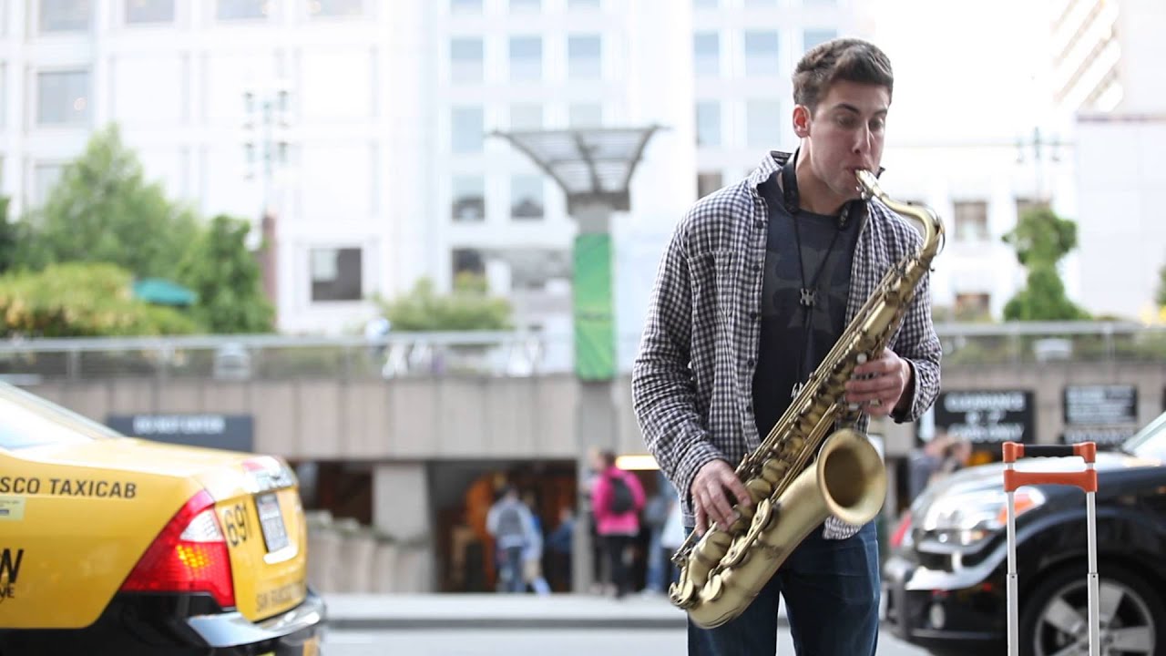 Justin Ward Street Busking with Saxophone Live in San Francisco