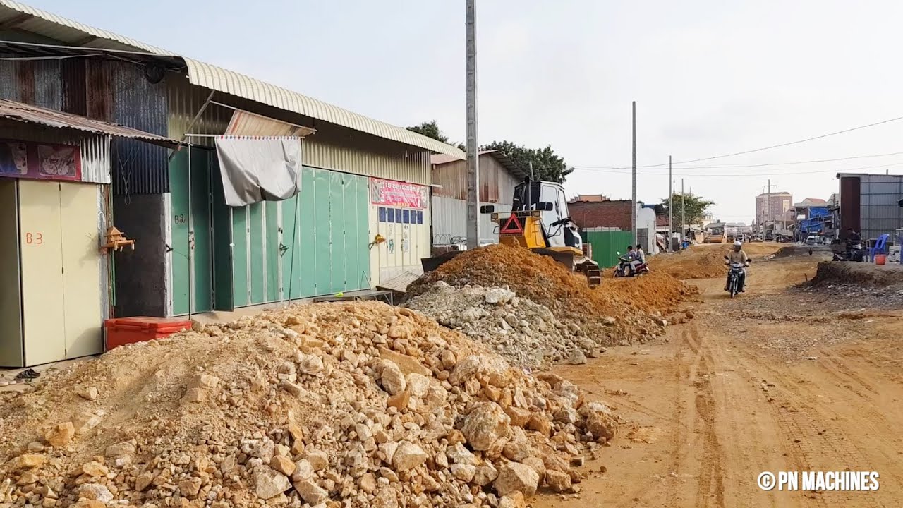 New Update Making Foundation Road In Village By Strong Bulldozer Komatsu D41P Spreading Stone