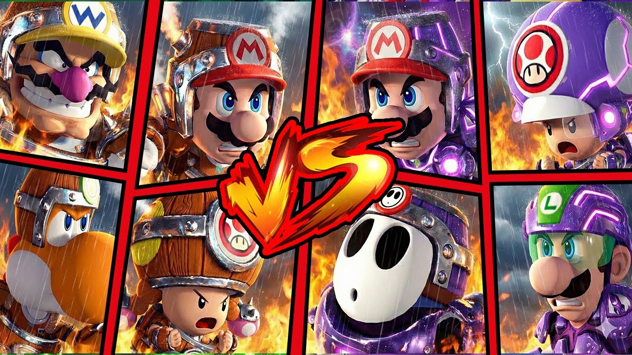 MARIO, WARIO, TOAD, YOSHICUP BATTLES - WINNER  or LOSER - Mario Strikers Battle League