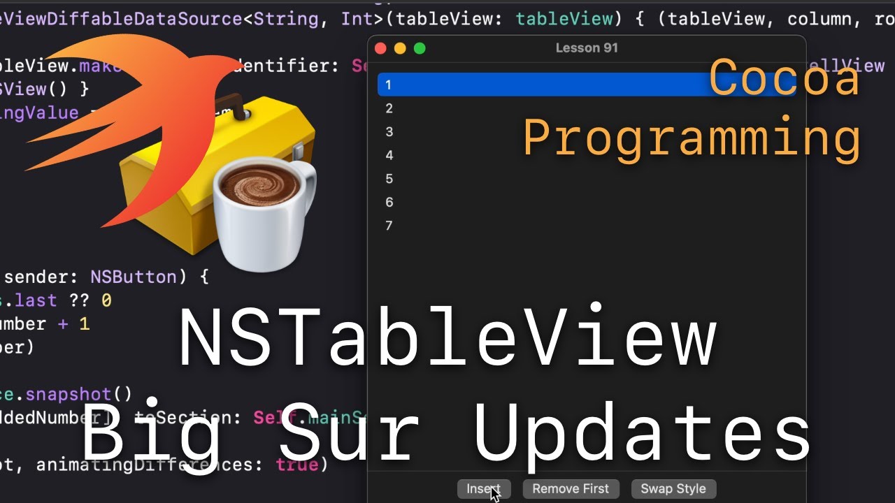 Cocoa Programming L91 - NSTableView Big Sur Updates