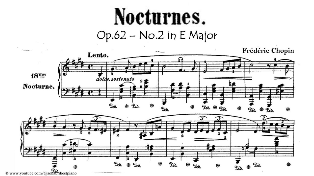 Frédéric Chopin – Nocturne Op. 62 No. 2 Nocturne in E major | Piano Sheet Music