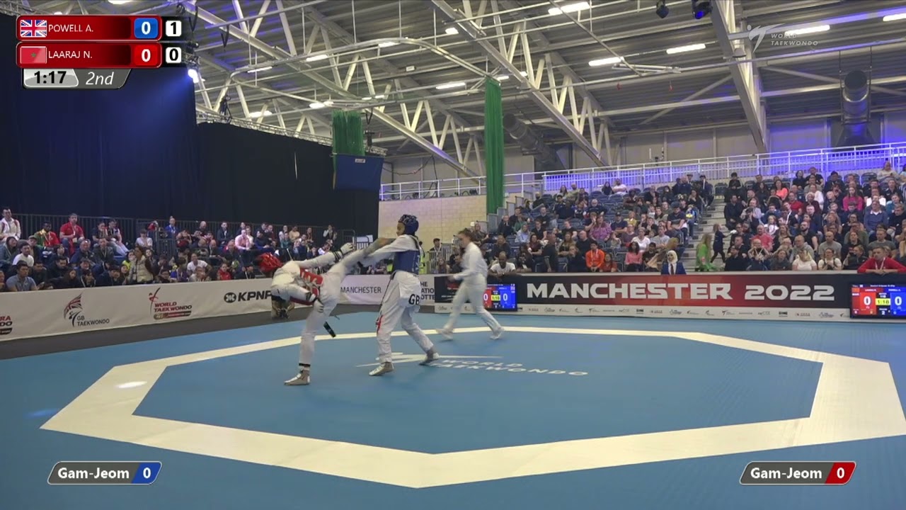 118 R-16 W-57kg 🔵 POWELL Aaliyah GBR vs 🔴 LAARAJ Nada MAR I Manchester 2022 World Taekwondo GP