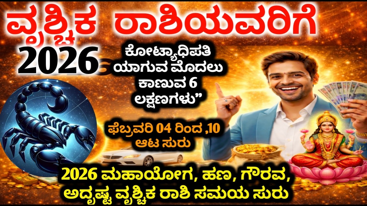 ವೃಶ್ಚಿಕ ರಾಶಿ 2026: ಈ 6 ಘಟನೆಗಳು ಗ್ಯಾರಂಟಿ! ಫೆಬ್ರವರಿ 04 ರಿಂದ 10 ಸಂಪೂರ್ಣ ಮಾಹಿತಿ | Vrischika Rashi 2026