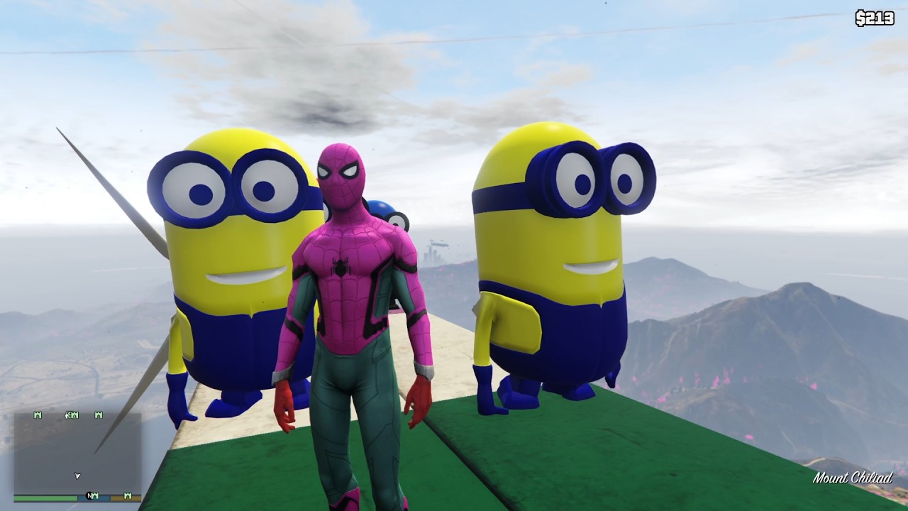 GTA 5 Epic Ragdolls RED MINION VS SPIDERMAN  VS GREEN MINIONEuphoria Physics & Funny Fails ep 24