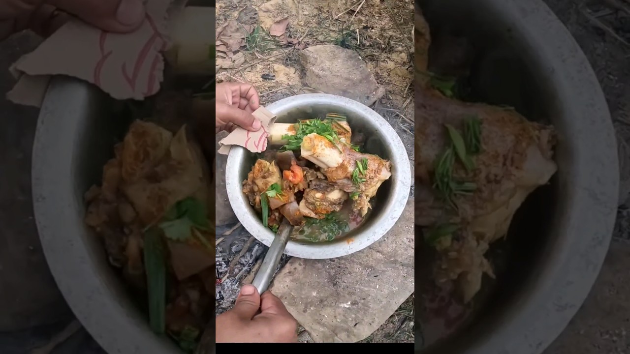 Buff leg Recipe Cooking In Forest #shortsviral #foodie #buffalo