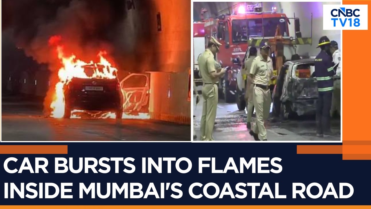 Car Catches Fire Inside Mumbai Coastal Road Tunnel | Stretch Temporarily Closed | N18V | CNBC TV18