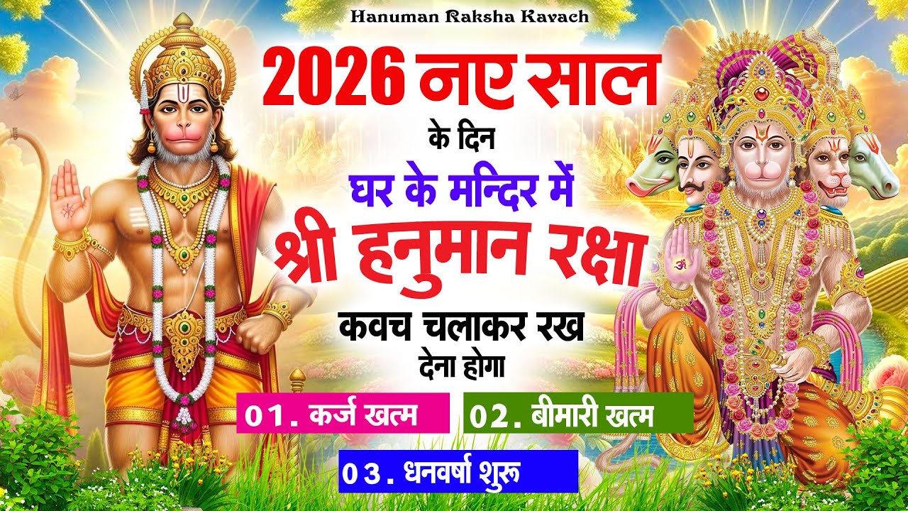 2026 नए साल के दिन अपने घर में पंचमुखी हनुमान कवच चलाकर रख देना कर्ज ख़त्म बीमारी ख़त्म धन वर्षा शुरू