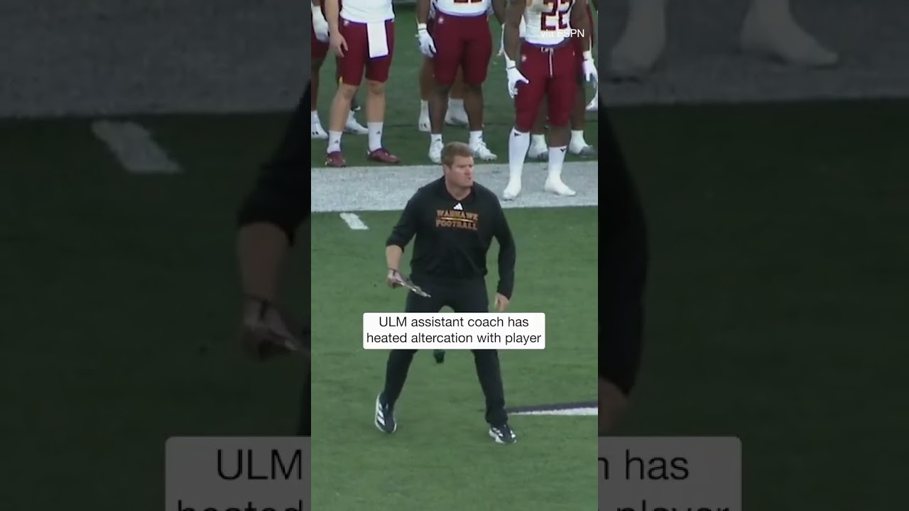ULM offensive line coach Cameron Blankenship got heated on the sideline with his own player #shorts
