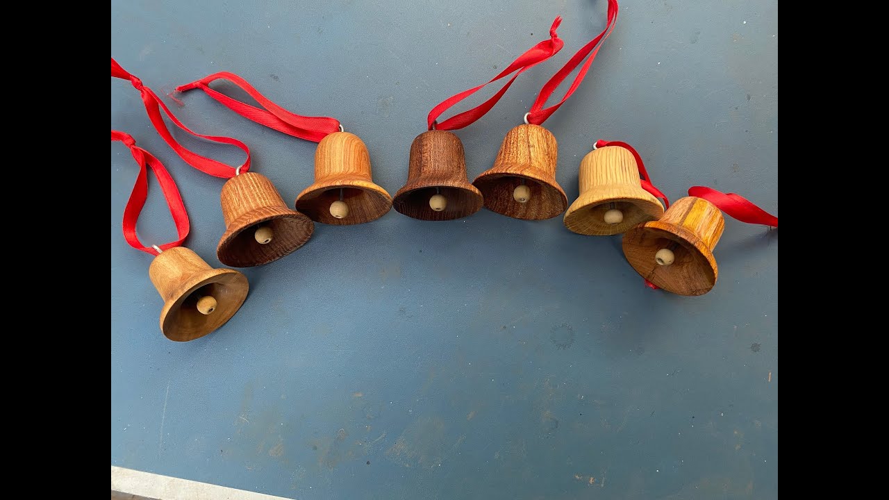 Turning Christmas bells with locally sourced wood