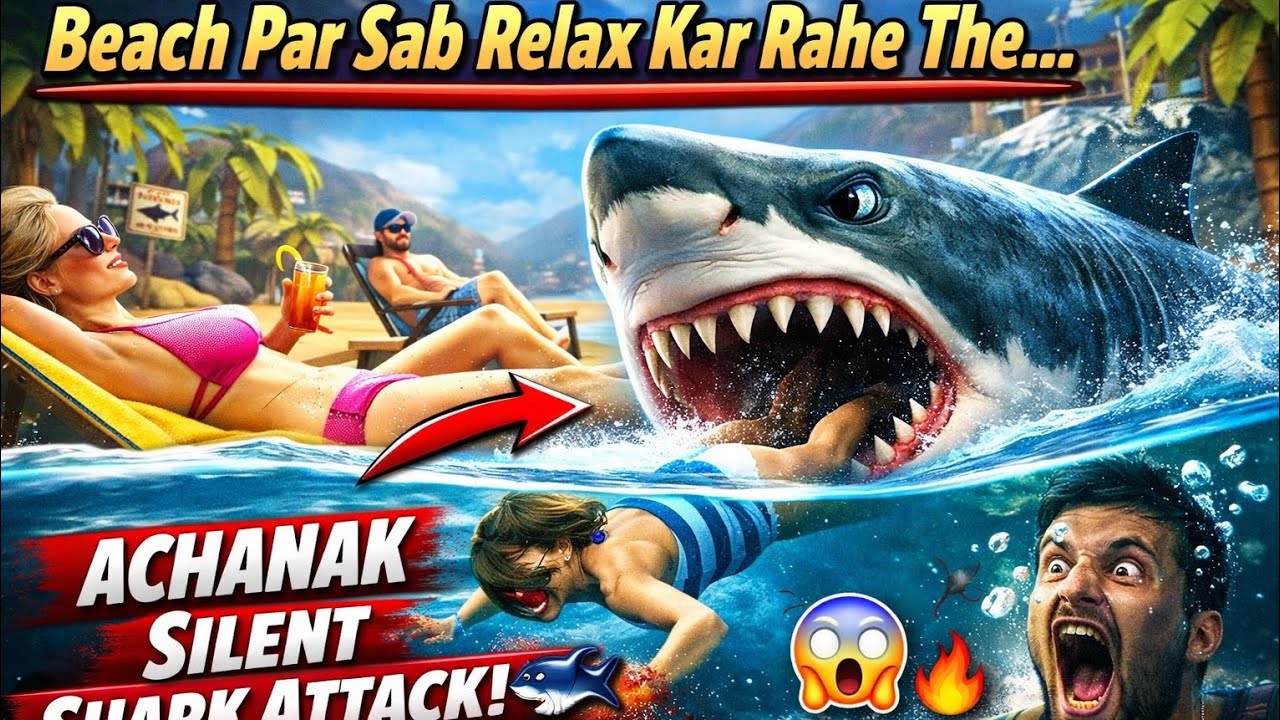 Beach Par Sab Relax Kar Rahe The...🏊🏼 Achanak Silent Shark Attack🦈