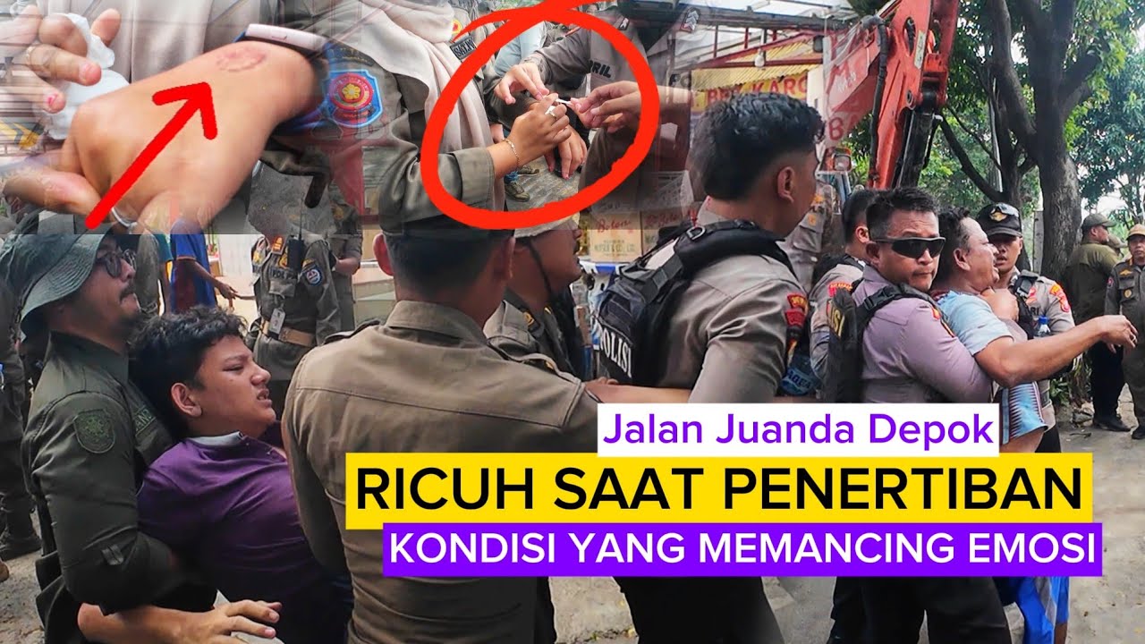 RICUH & MEMANCING EMOSI,WARGA TIDAK KOPERATIF SAAT PENERTIBAN BANGUNAN LIAR ,JALAN JUANDA DEPOK