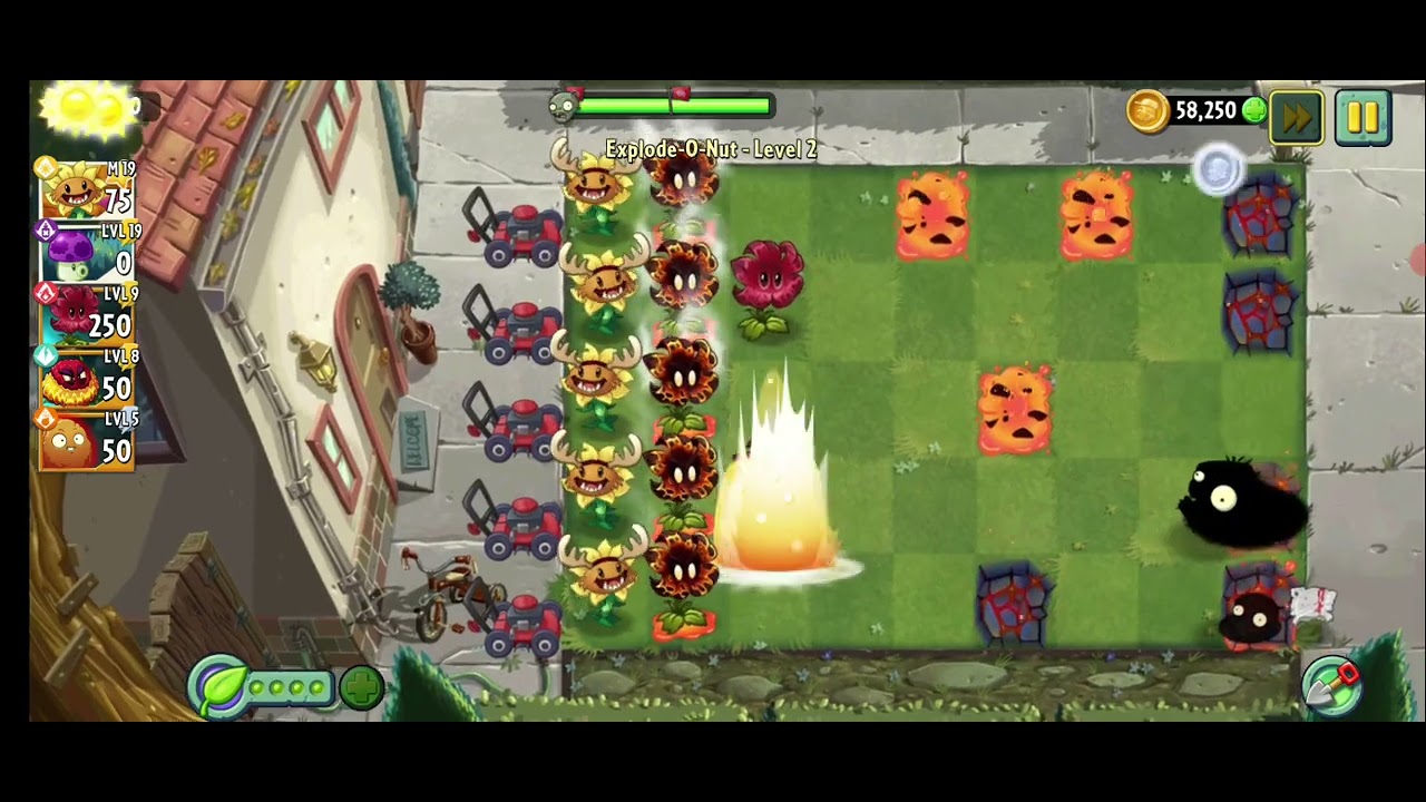 PvZ 2 - New Plant Nursury - Explode-o- Nut - Level 1 to Level 3