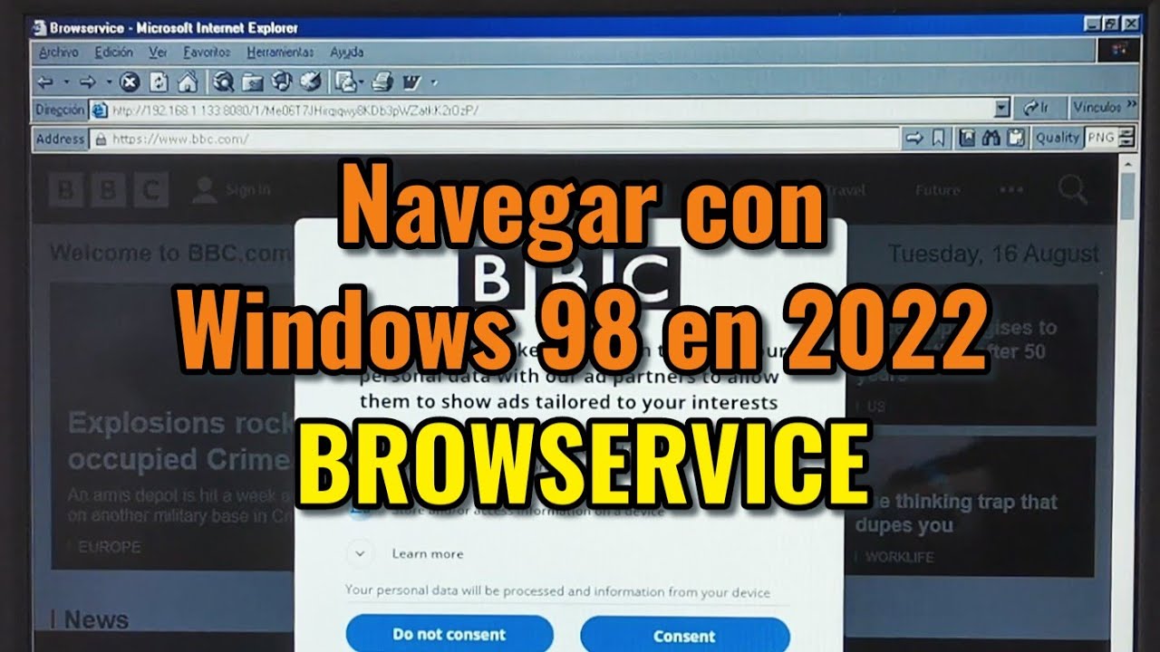 Navegar con Windows 98 en 2022 con un PC retro, configurando un proxy BROWSERVICE.