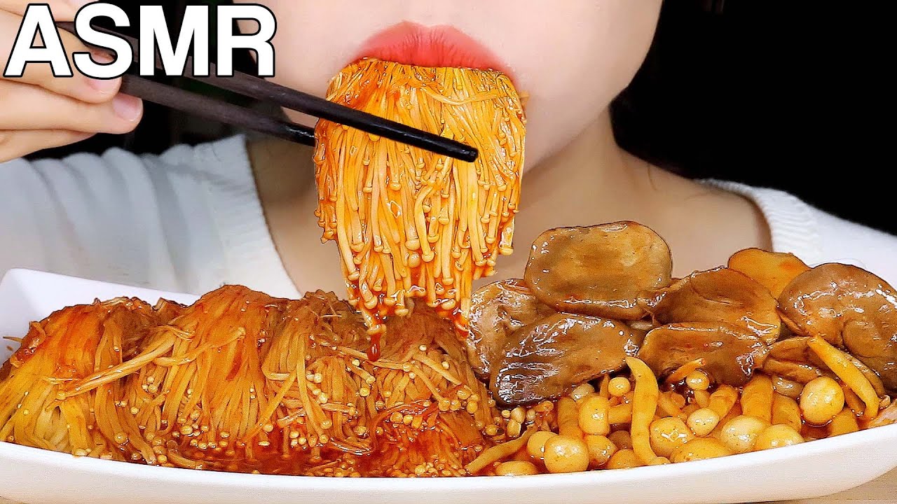 ASMR Fire Sauce Mushrooms 불닭버섯 Eating Sounds Mukbang 먹방