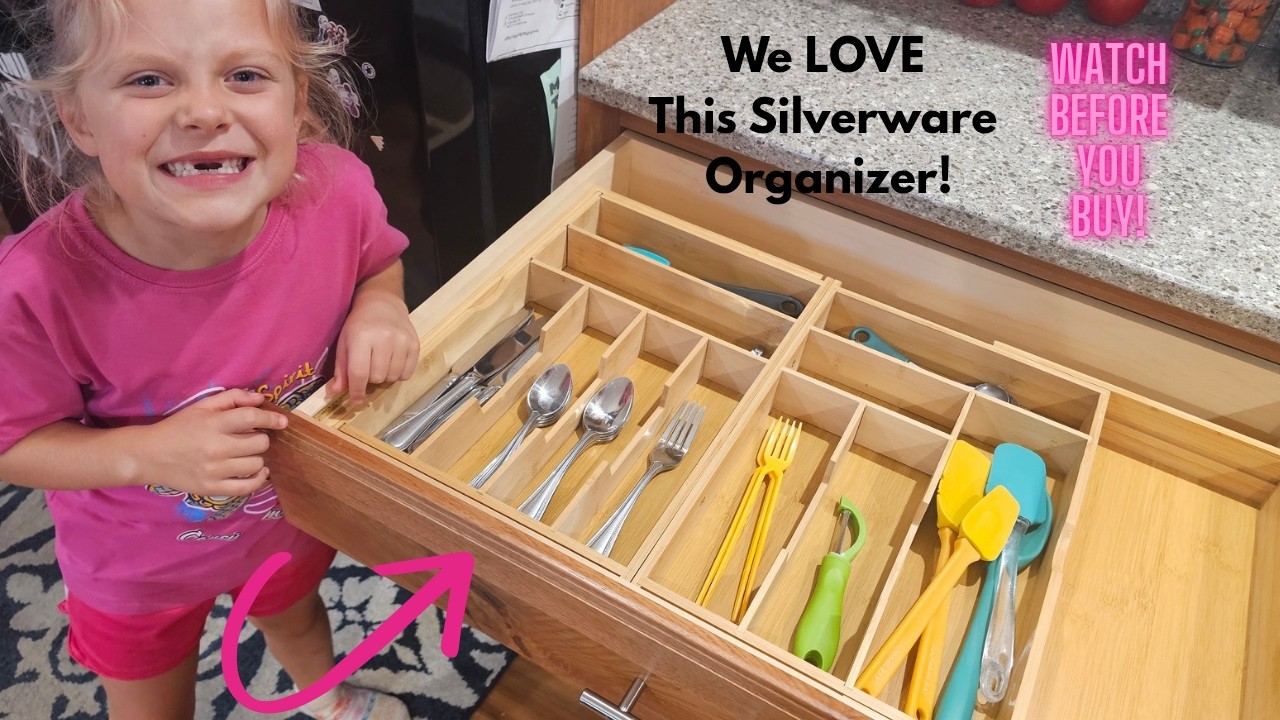 Suli Large Silverware Drawer Organizer Adjustable Kitchen Flatware ,Expandable from 22in-37in
