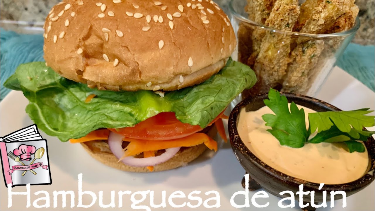 🍔🐟COMO HACER UNA HAMBURGUESA DE ATÚN- (How to make a tuna burger) -con zucchini fries
