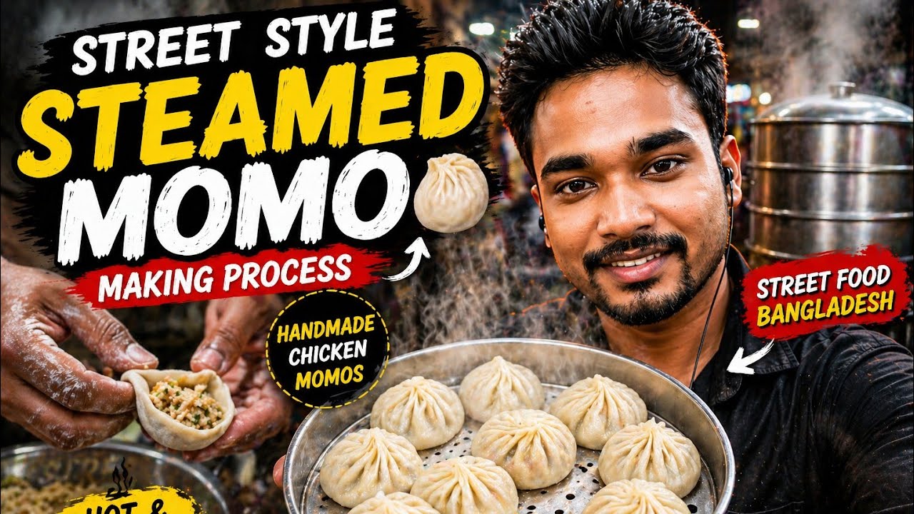 Street Style Steamed Momo Making Process 🥟 | Handmade Chicken Momos in Bangladesh
