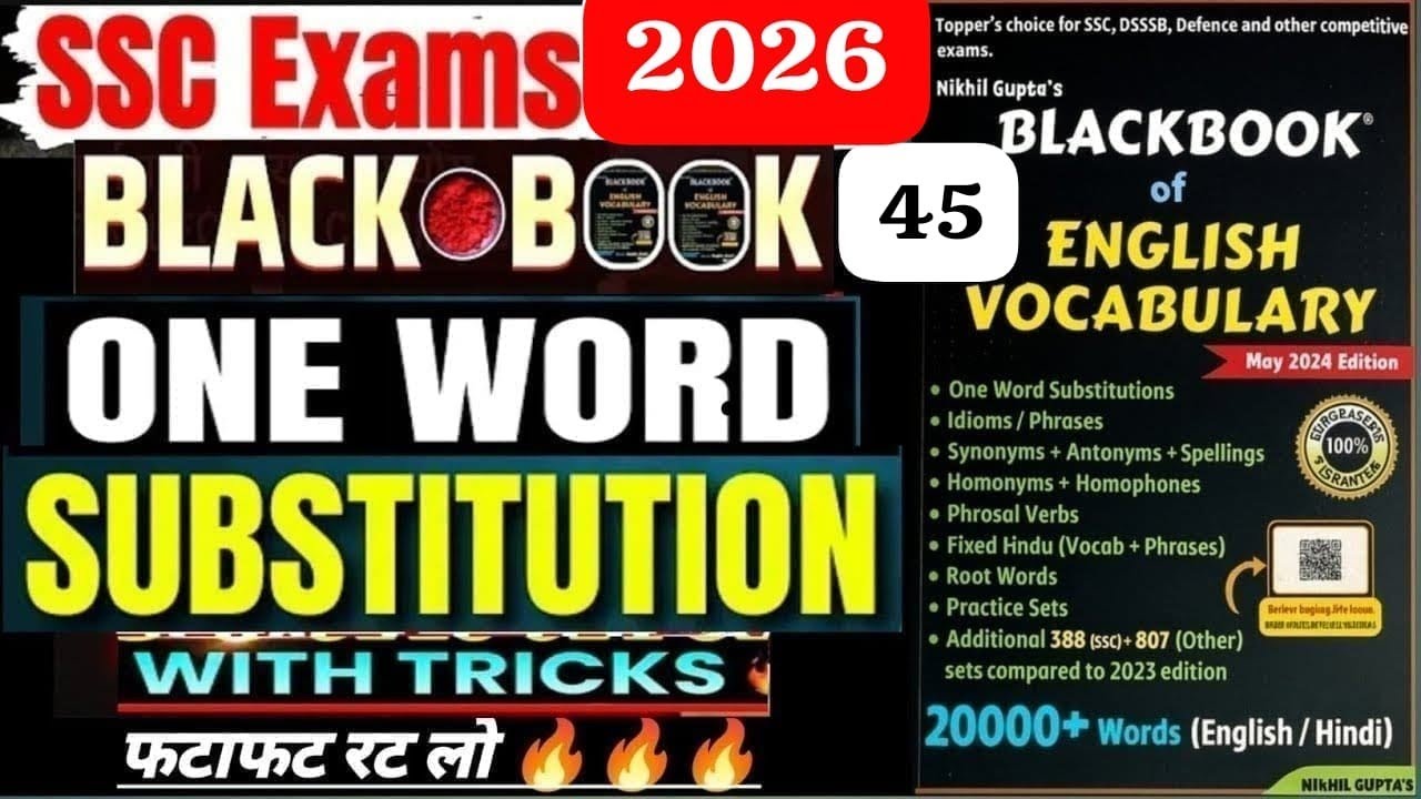 Black Book🔥One Word Substitution 2025 | English Vocabulary Tricks for SSC CGL, CHSL, CPO | 100%#ssc 