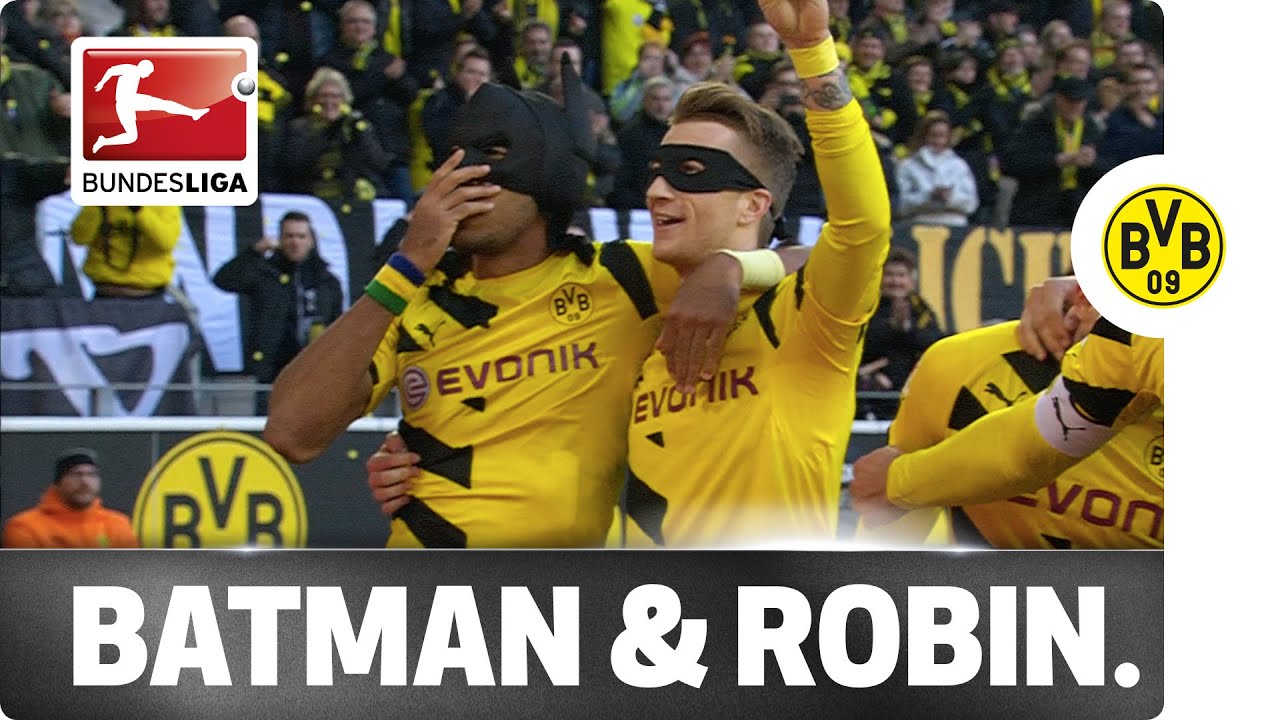 Aubameyang & Reus Celebrate as Batman & Robin