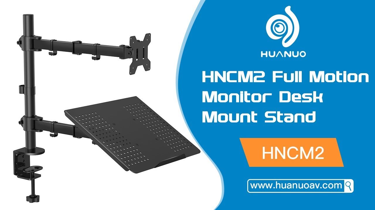HUANUO HNCM2 Full Motion Monitor Desk Mount Stand with Laptop Tray