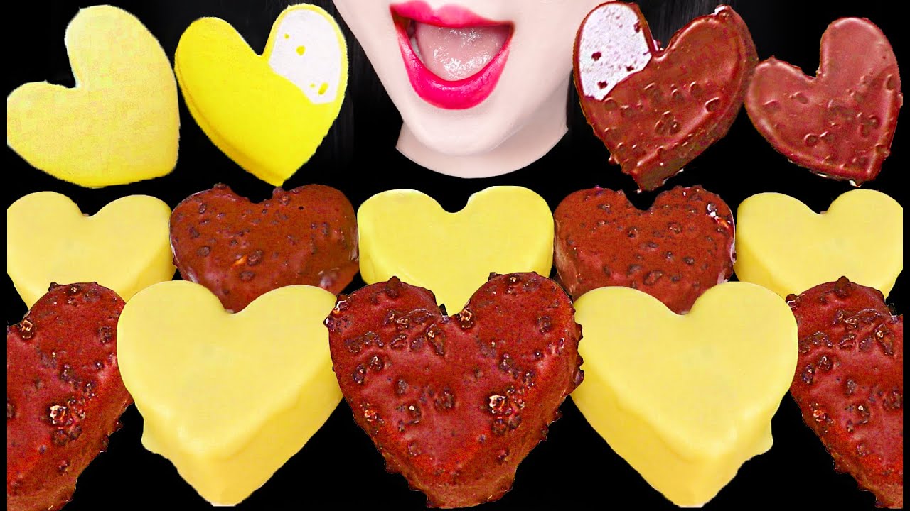 ASMR 💖Heart Chocolate Ice Cream Dessert 신상 하트 초콜릿 아이스크림 먹방 Mukbang, Eating