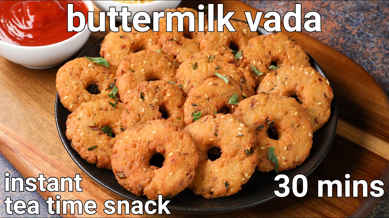 butermilk vada - crispy tea time snack no maida no soda | mor vadai recipe | crispy chaas vada