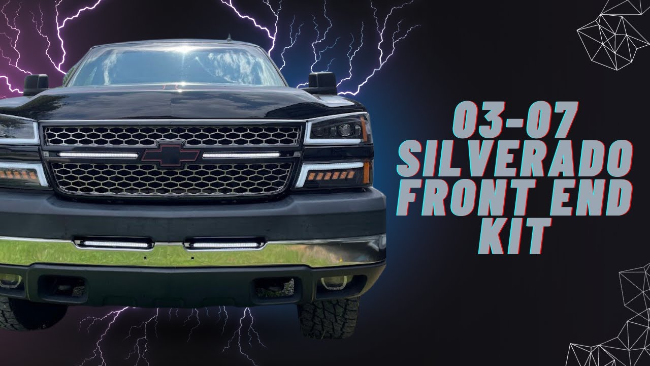НОВЫЙ комплект передней части Silverado 03–07: двухсветодиодные фары, решётка радиатора, накладка...
