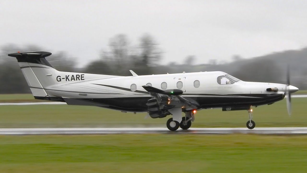 Wet Pilatus PC-12 NG Departure from Wolverhampton