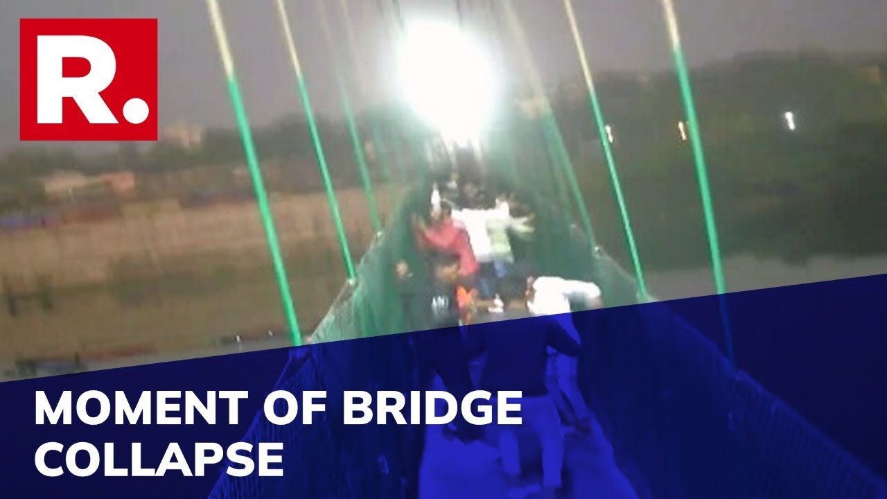 Moment That Morbi Bridge Collapsed Captured On CCTV Camera | Gujarat Bridge Collapse Footage