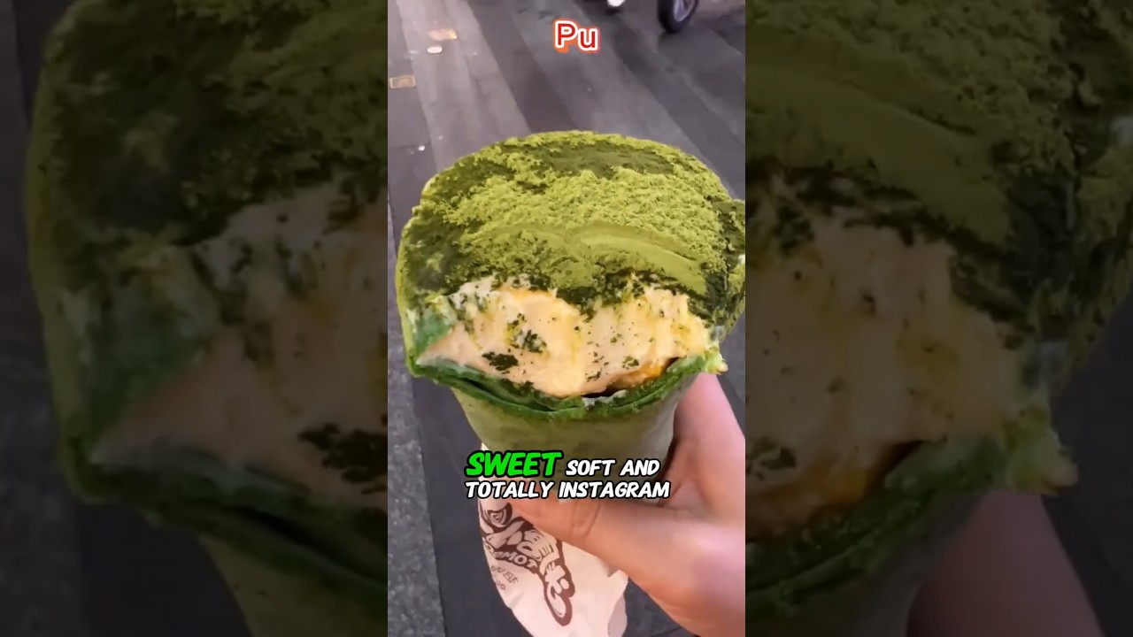 Torta all'uovo con gelato e cr&ecirc;pe al matcha 😍🍵