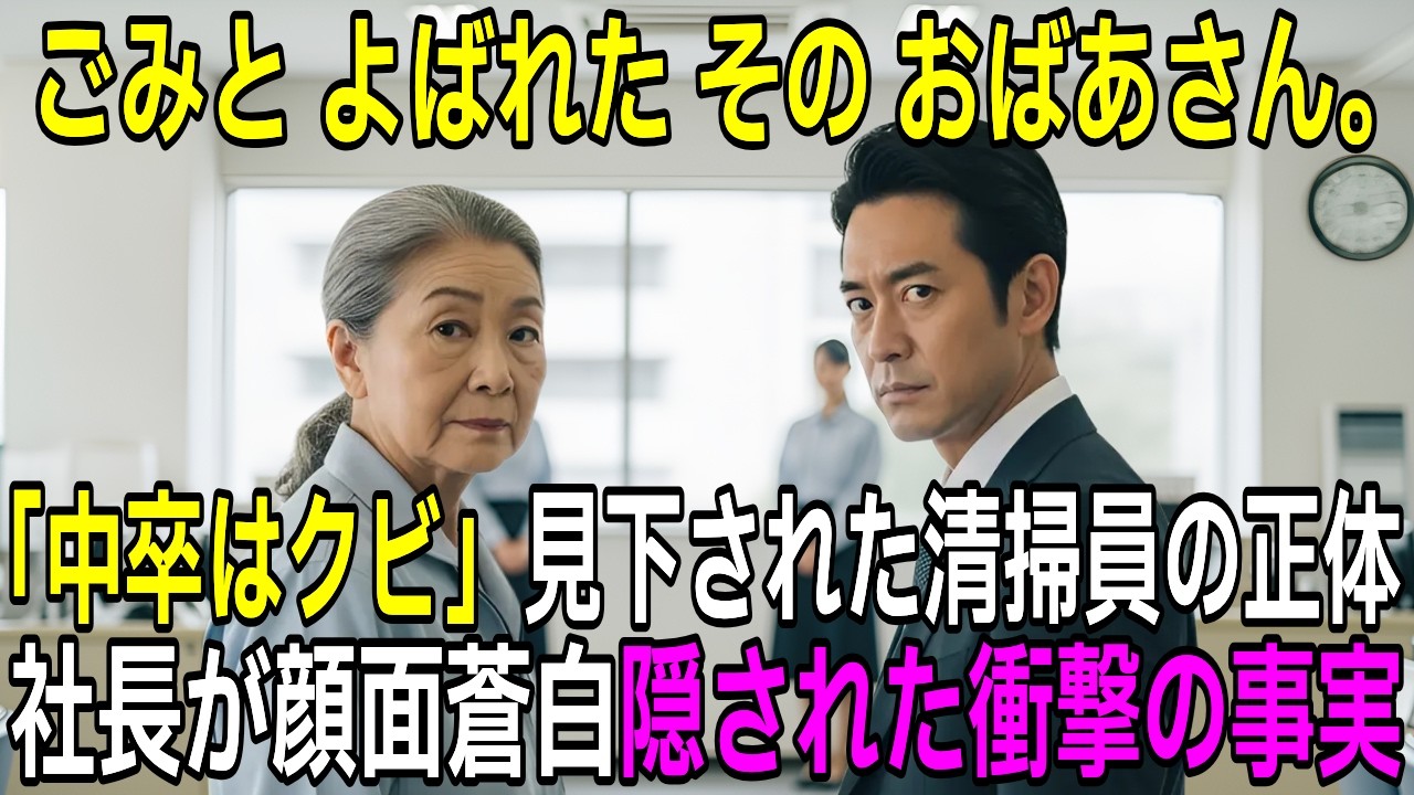 ​「中卒はコストｗ」70代清掃員をクビにした部長。直後、彼女の“衝撃の正体”に社長が膝から崩れ落ち…