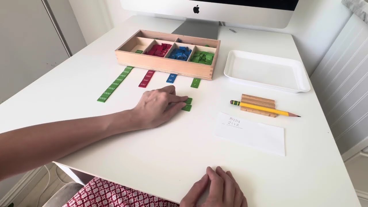 Montessori Stamp Game Subtraction | Montessori Math Lesson for Children