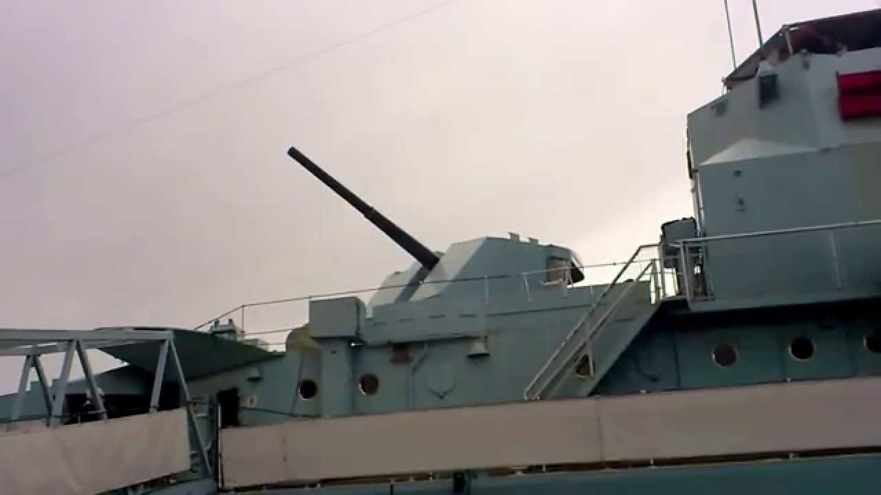 HMS Cavalier B Gun firing with introduction and thank you