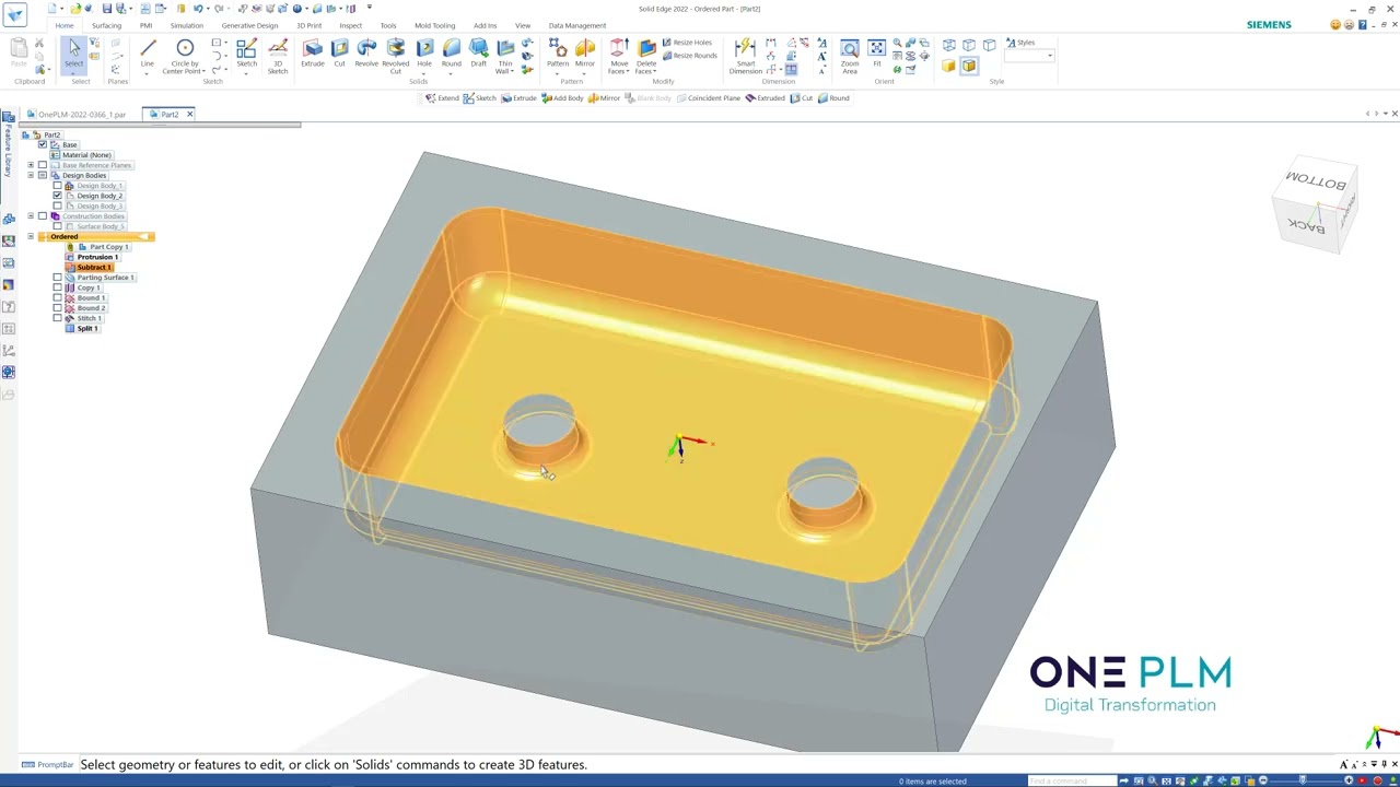 Solid Edge - Injection Molding Cavity Creation