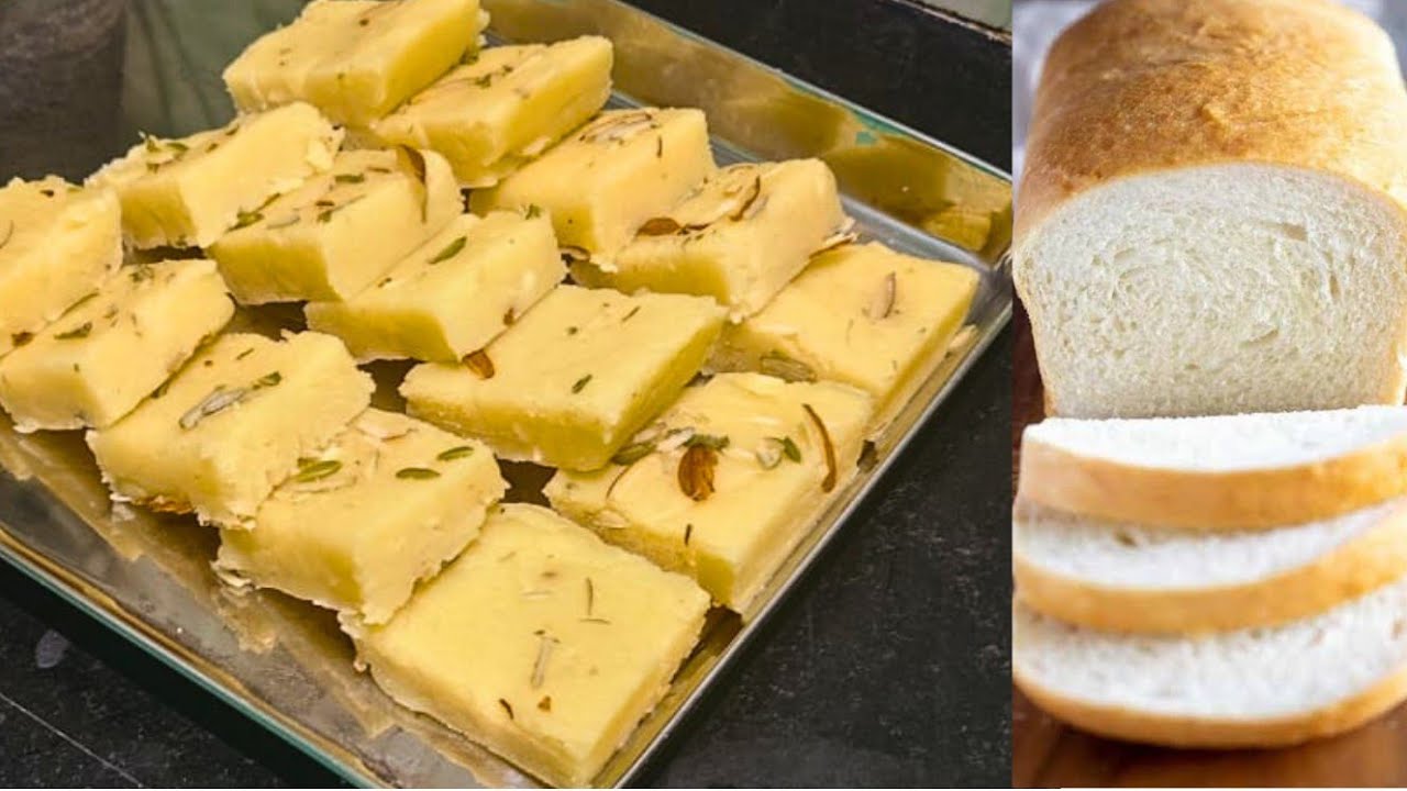 बिना मेहनत के बनाएं 5 मिनट में ब्रेड की टेस्टी मिठाई त्योहारों के लिए,,💗🤤{ Bread ki barfi Recipe }