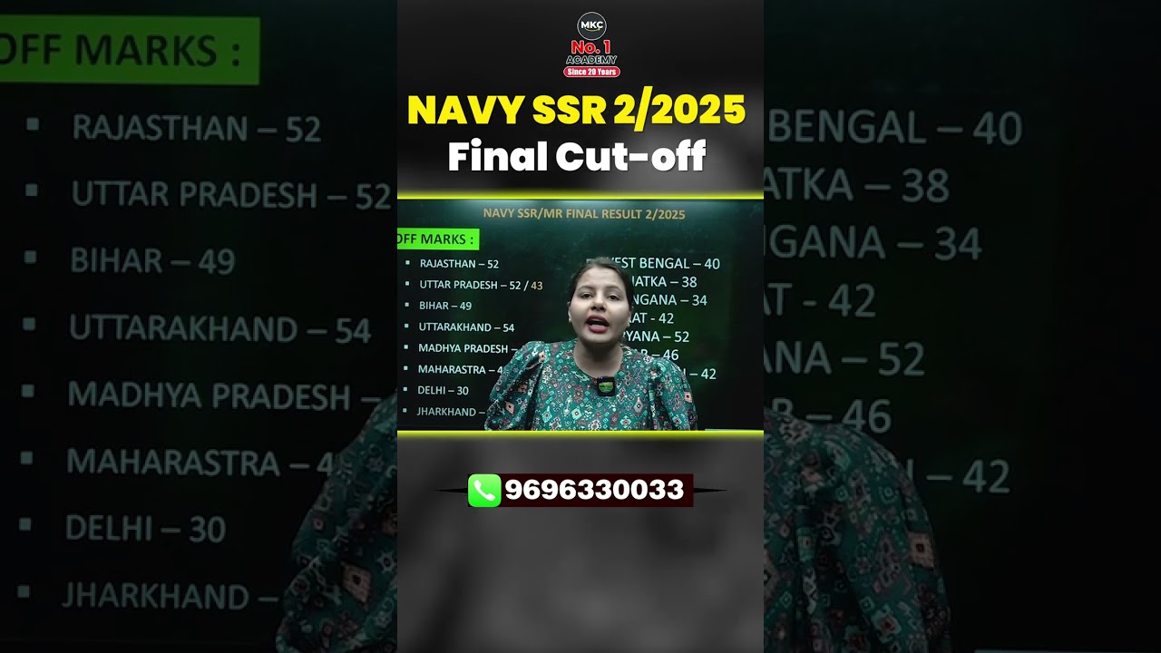 Navy SSR 2/2025 Final Cut Off | State Wise Navy SSR MR Cut Off 2025 | Navy Result Update